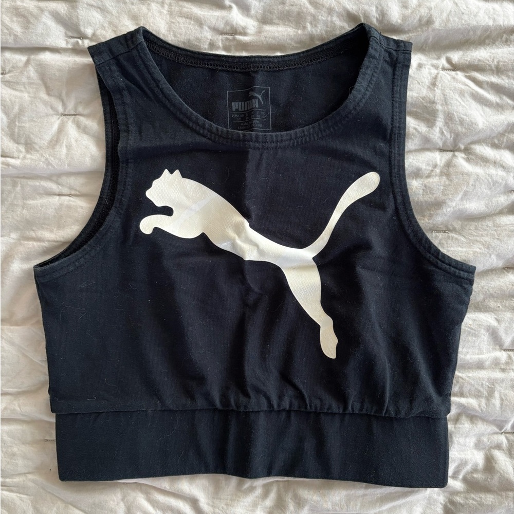 Puma Black Crop Top with White Logo